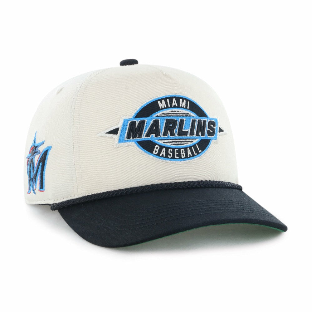 Miami Marlins Youth Frame Out Hitch Adjustable Hat Natural/Black