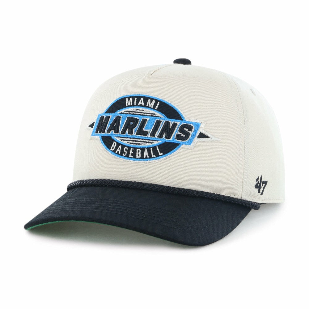 Miami Marlins Youth Frame Out Hitch Adjustable Hat Natural/Black