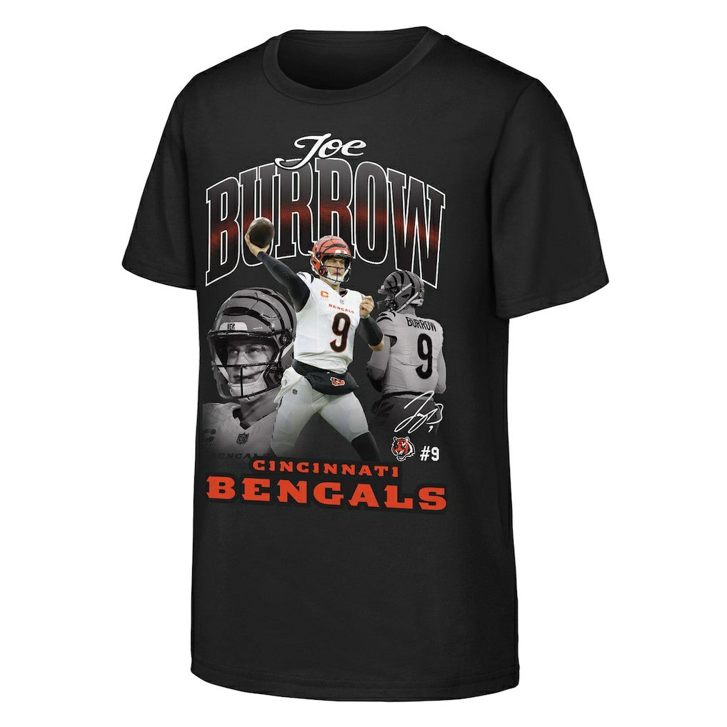 Joe Burrow Cincinnati Bengals Outerstuff Youth Triple Pic T-Shirt - Black outlet