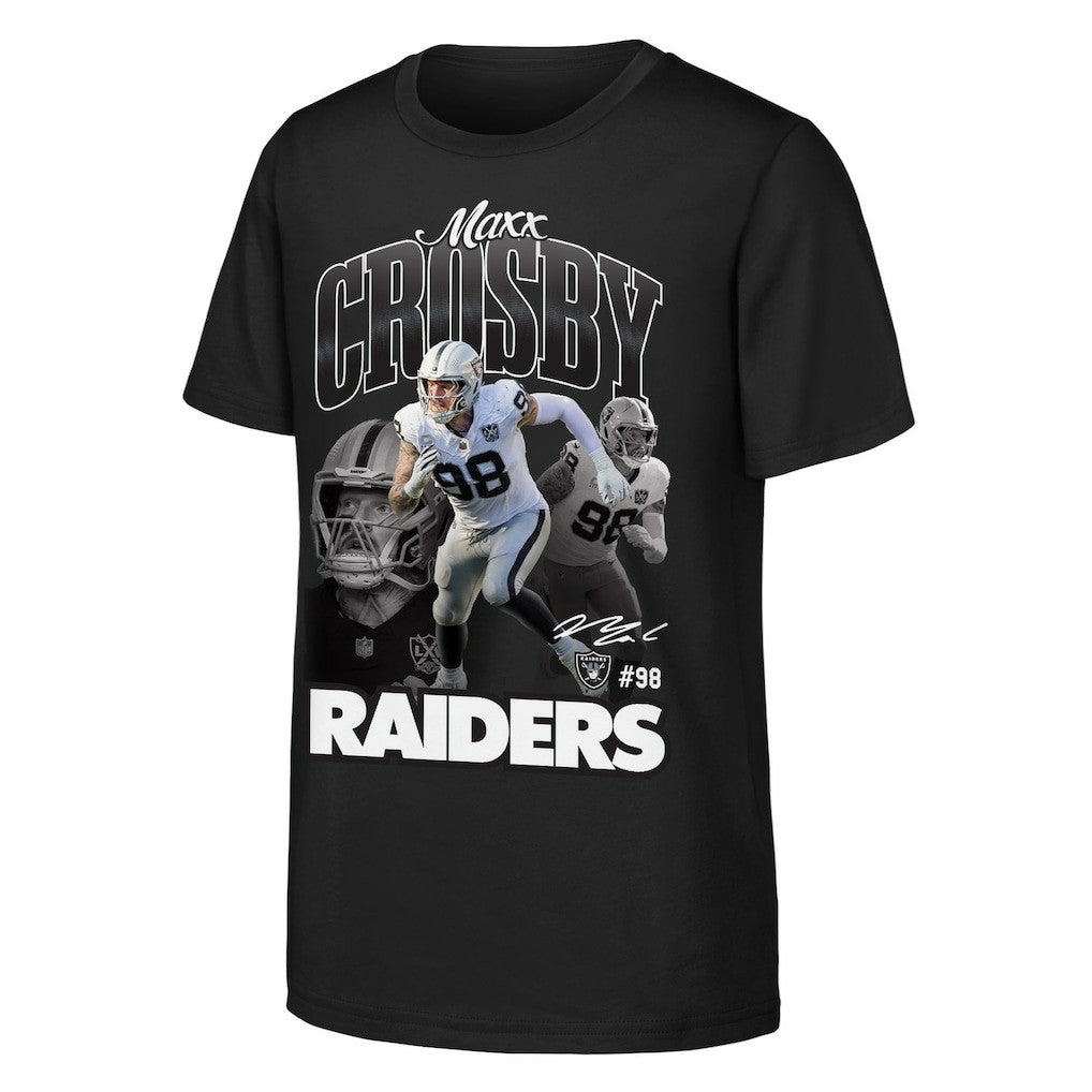 Maxx Crosby Las Vegas Raiders Outerstuff Youth Triple Pic T-Shirt - Black cheap