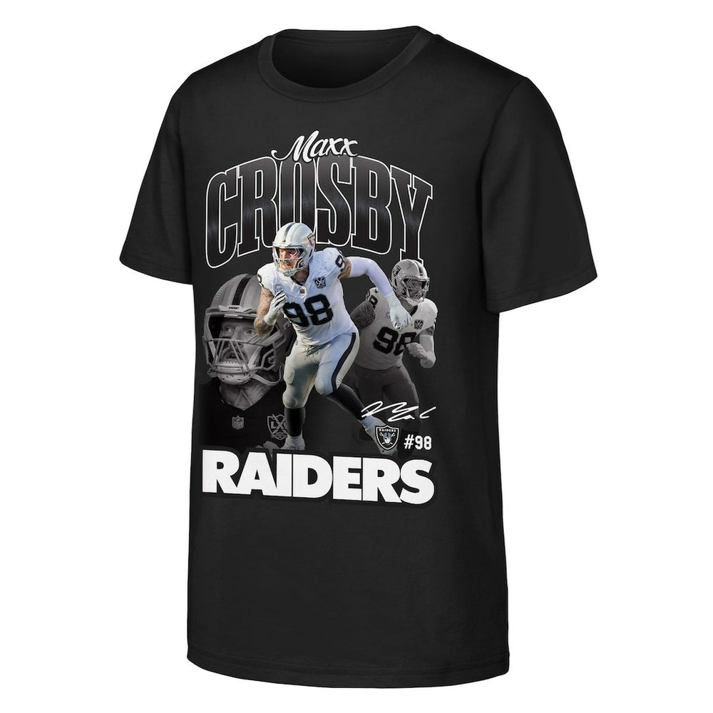 Maxx Crosby Las Vegas Raiders Outerstuff Youth Triple Pic T-Shirt - Black cheap