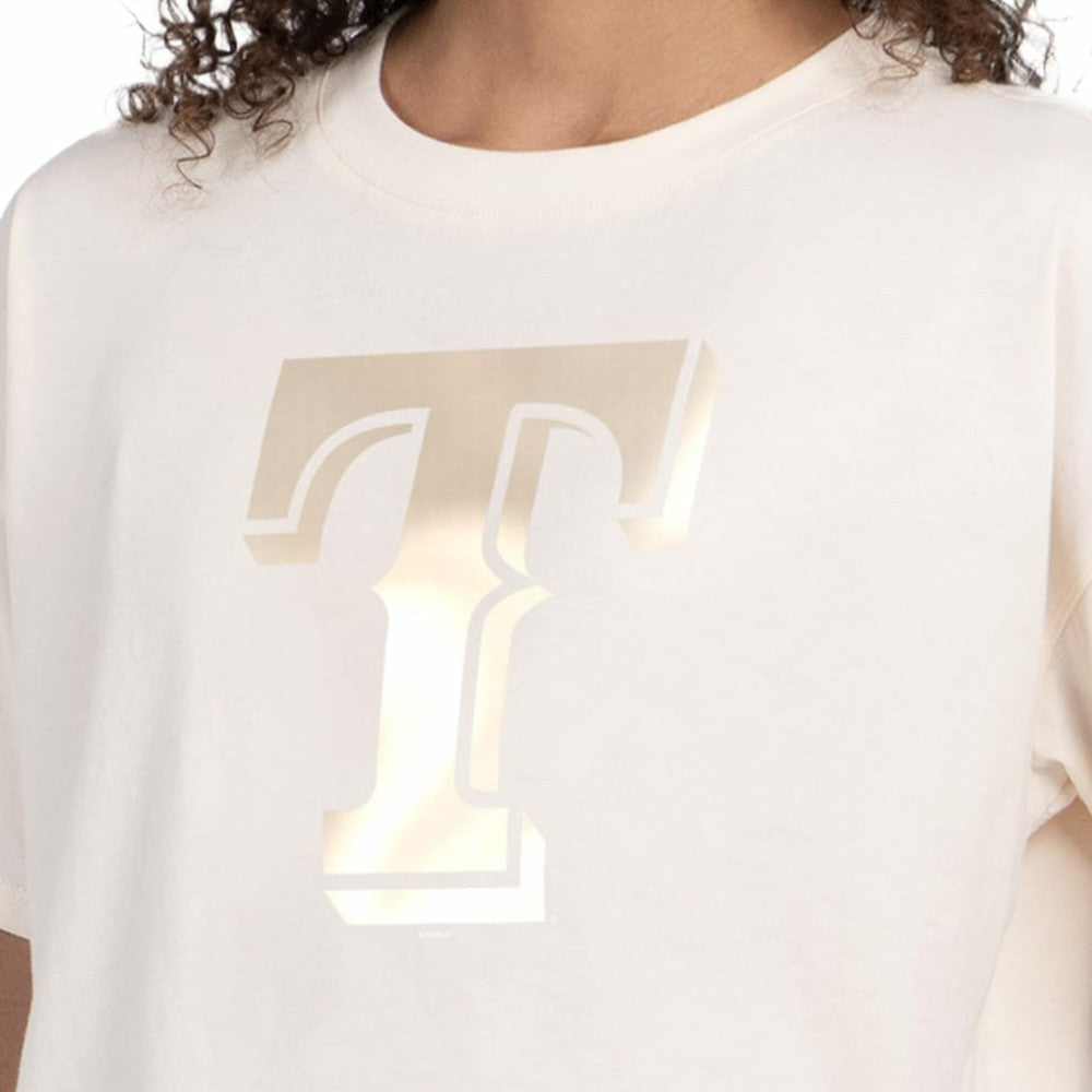 Texas Rangers Starter Women's Pastels Boxy Cropped T-Shirt Cream