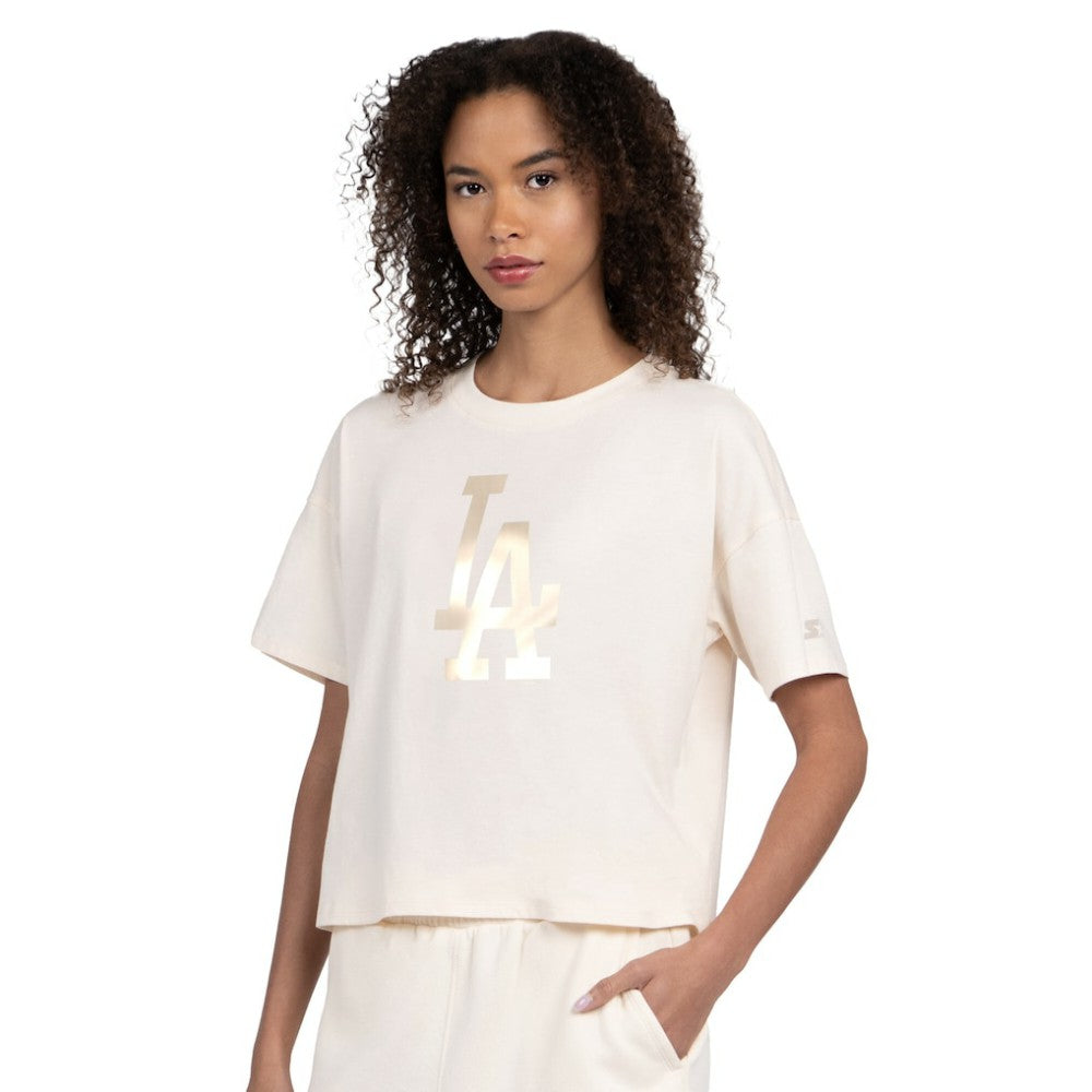 Los Angeles Dodgers Starter Women's Pastels Boxy Cropped T-Shirt Cream