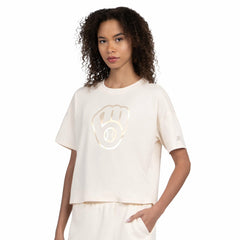 Milwaukee Brewers Starter Women's Pastels Boxy Cropped T-Shirt Cream