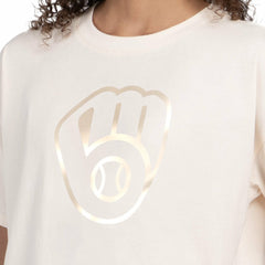 Milwaukee Brewers Starter Women's Pastels Boxy Cropped T-Shirt Cream
