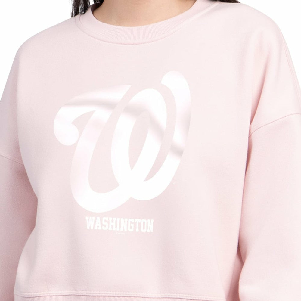 Washington Nationals Starter Women's Pastels Boxy Fleece Sweatshirt Light Pink