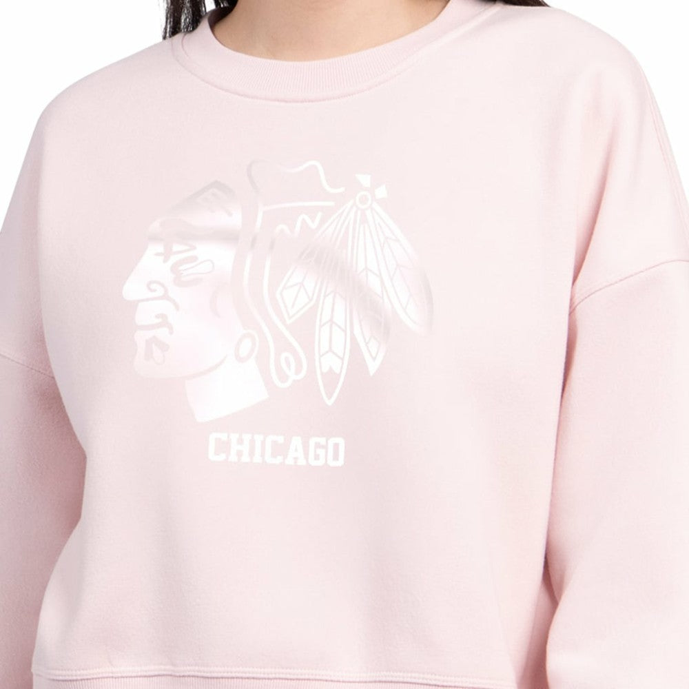 Chicago Blackhawks Starter Women's Boxy Cropped Sweatshirt - Pink Sweatshirts
