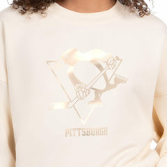 Pittsburgh Penguins Starter Women's Boxy Cropped Sweatshirt - Cream Sweatshirts