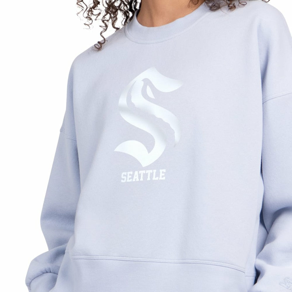 Seattle Kraken Starter Women's Boxy Cropped Sweatshirt - Blue Sweatshirts