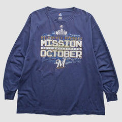 Milwaukee Brewers Majestic 2011 Long Sleeve T-Shirt Blue Vintage