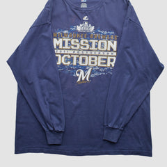 Milwaukee Brewers Majestic 2011 Long Sleeve T-Shirt Blue Vintage
