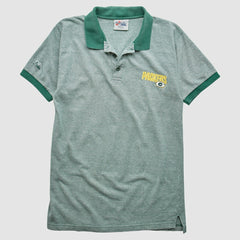 Green Bay Packers Majestic 90s Polo - Heather Gray Vintage discount