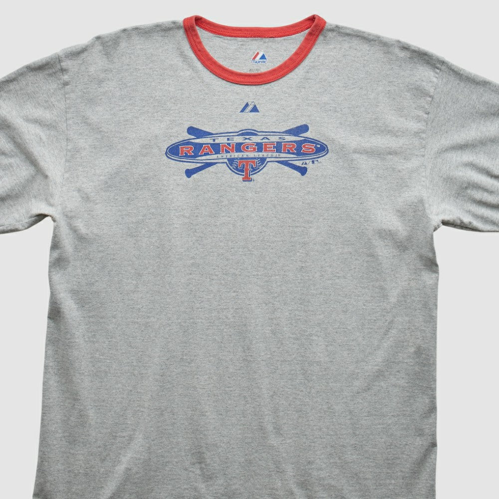 Texas Rangers Majestic 2010 T-Shirt Heather Gray Vintage