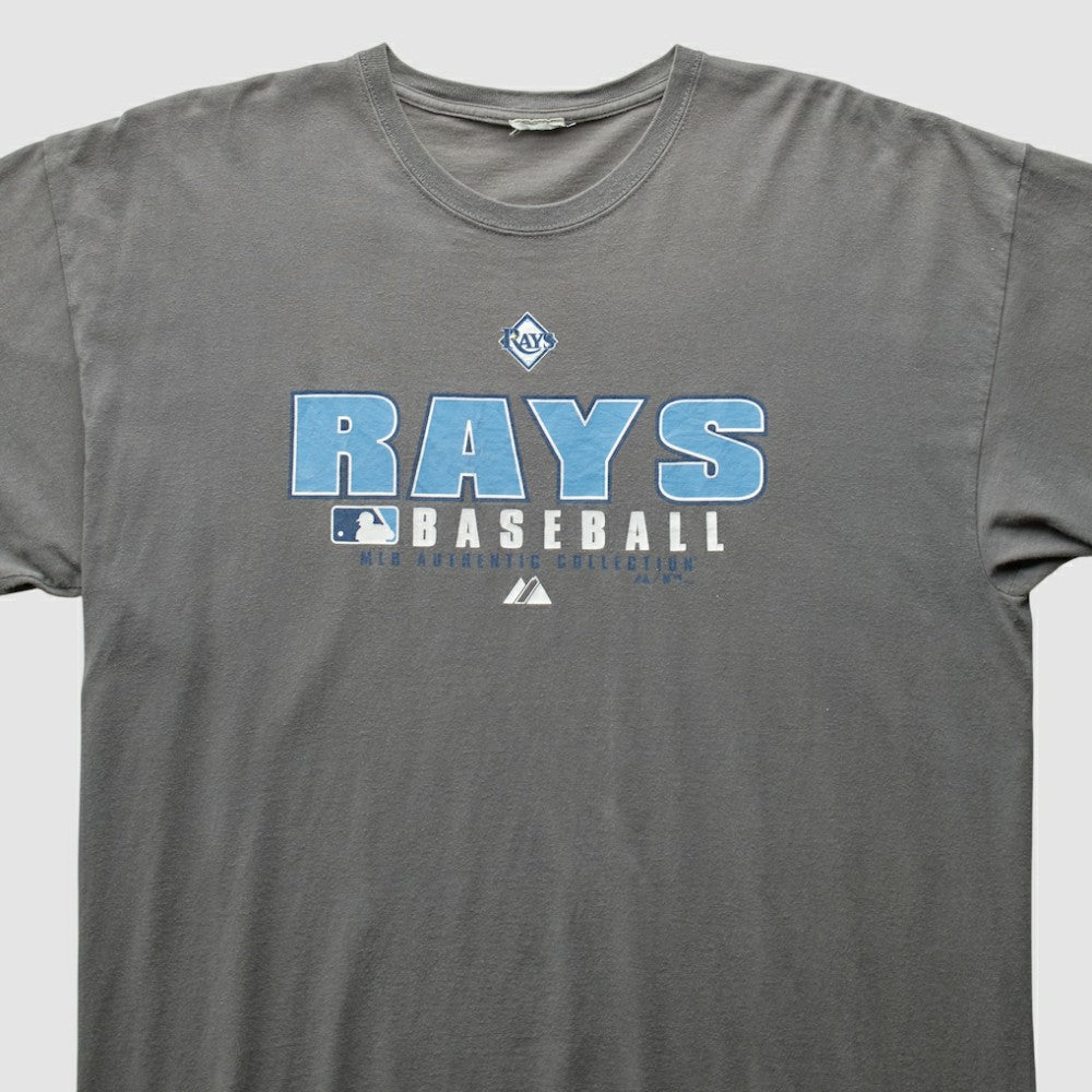 Tampa Bay Rays Majestic 2000s T-Shirt Gray Vintage