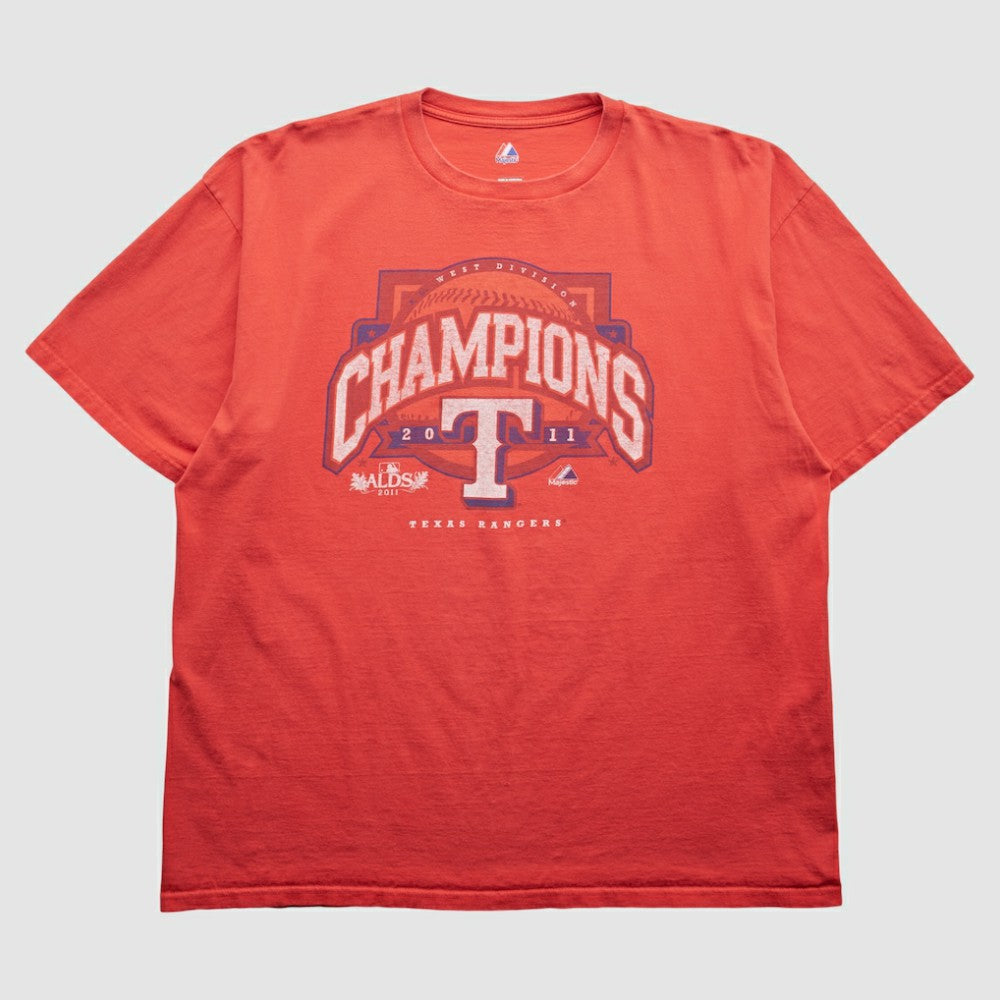 Texas Rangers Majestic 2011 T-Shirt Red Vintage