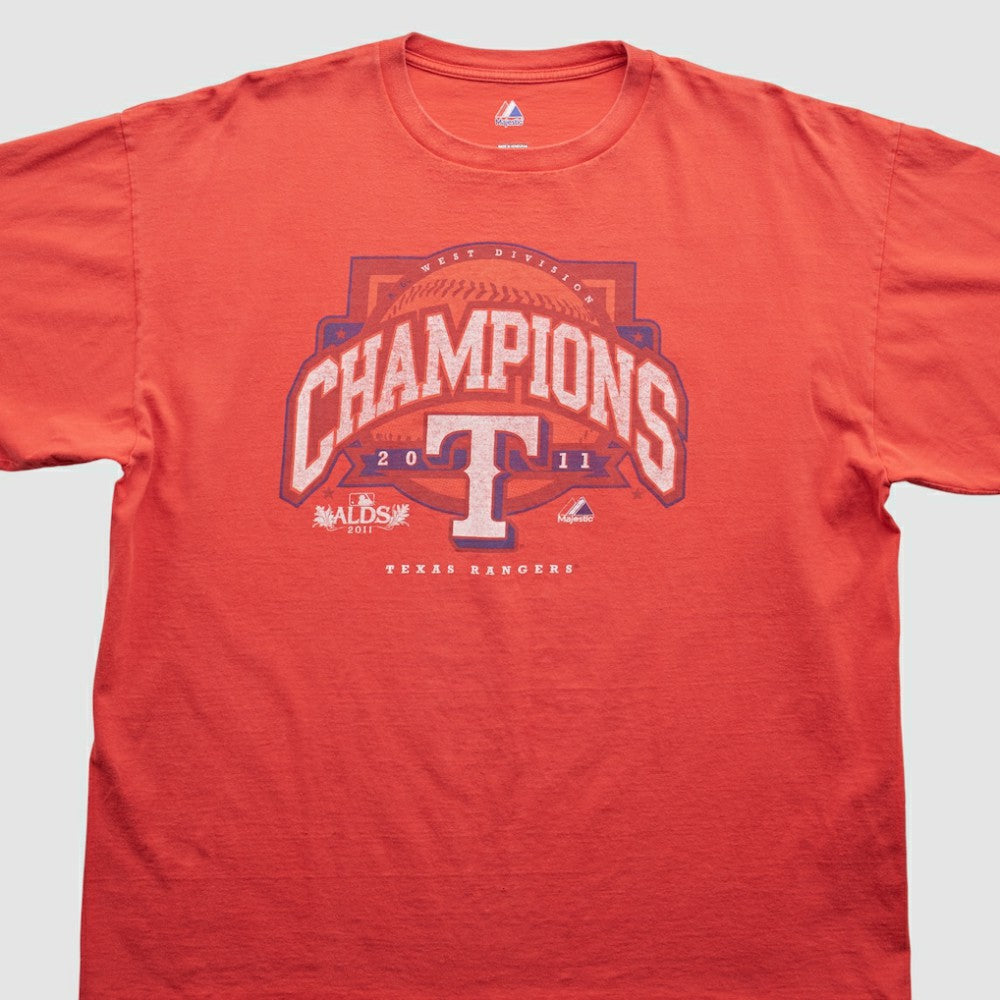 Texas Rangers Majestic 2011 T-Shirt Red Vintage
