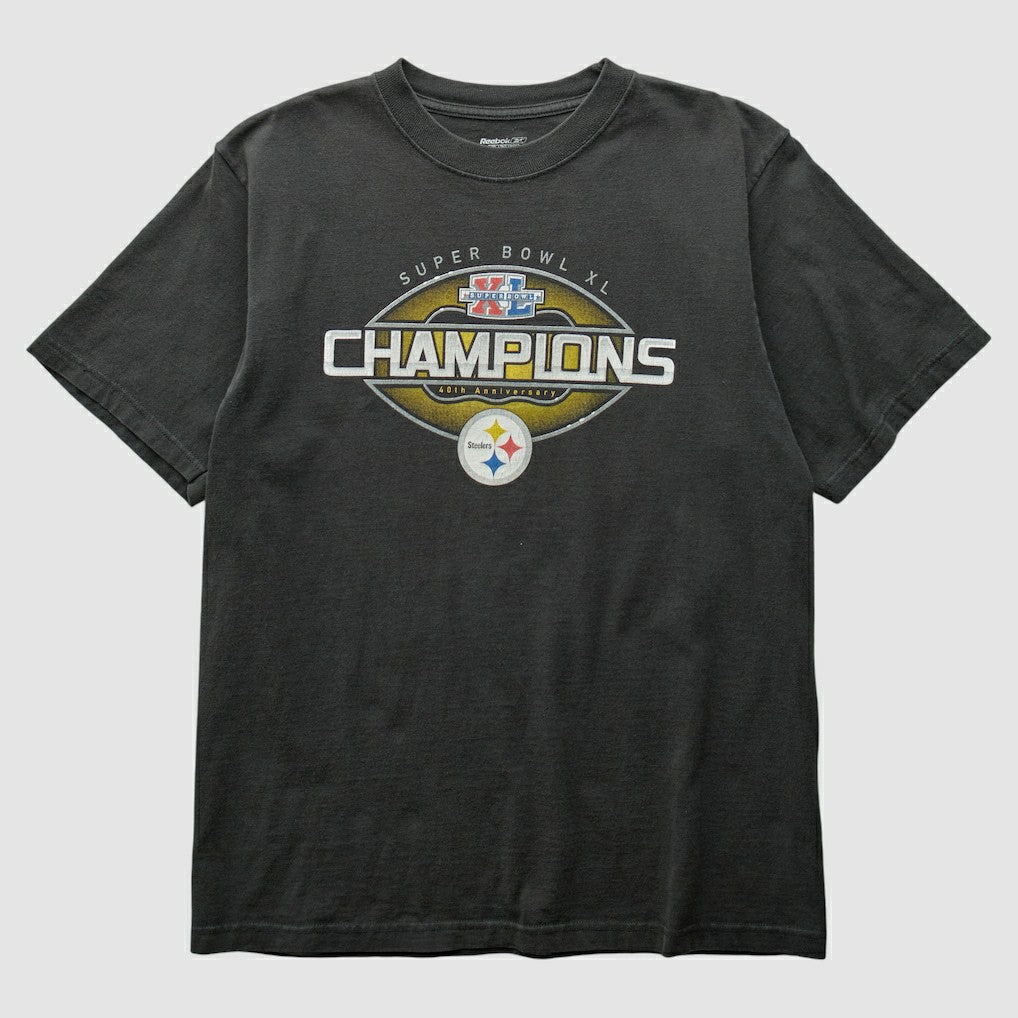 Pittsburgh Steelers Reebok 2006 T-Shirt - Black Vintage sale