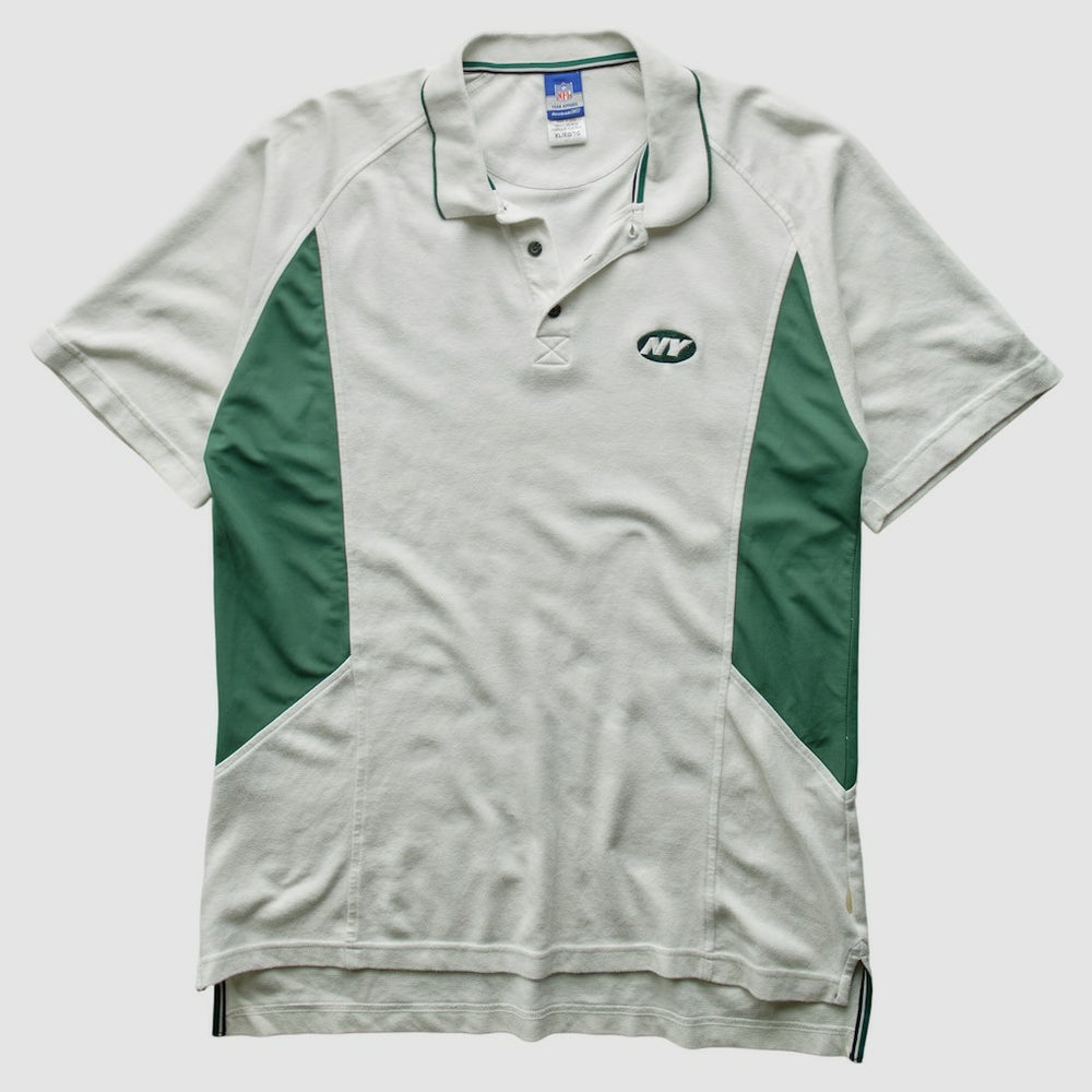 New York Jets Reebok 2000s Polo - 3 Buttons T-Shirt - White Vintage cheap