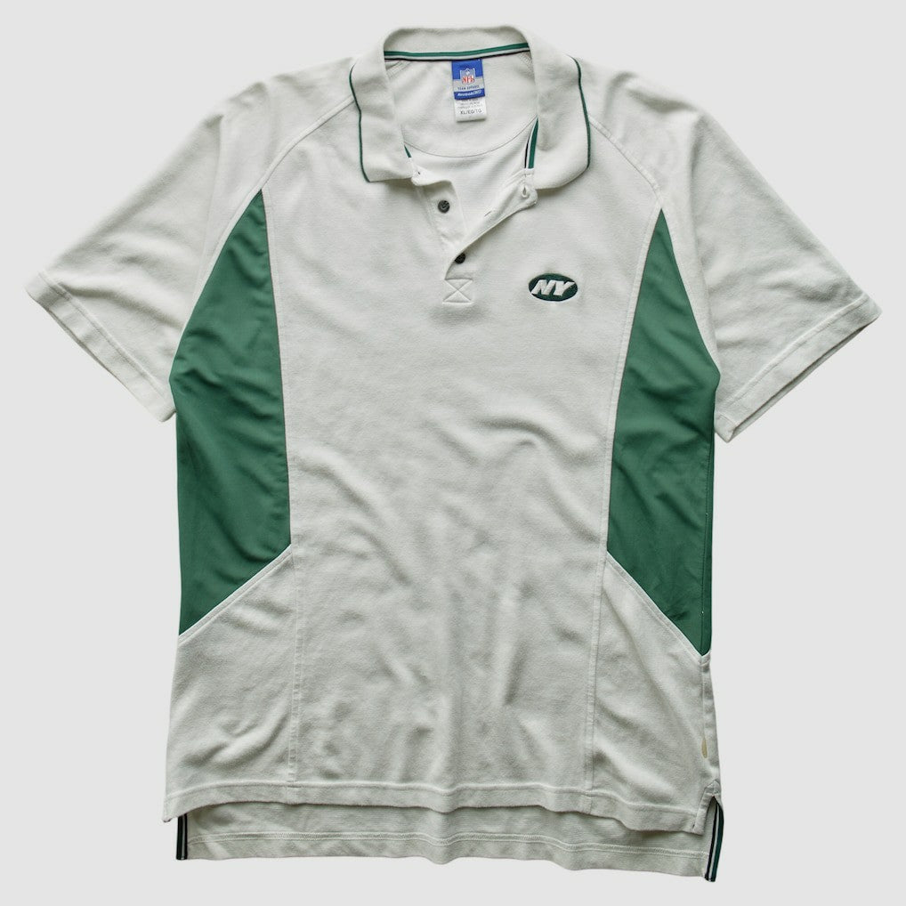 New York Jets Reebok 2000s Polo - 3 Buttons T-Shirt - White Vintage cheap