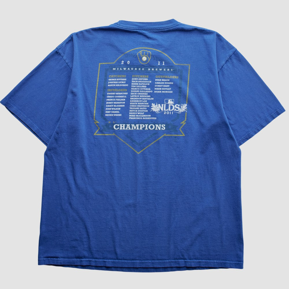 Milwaukee Brewers Majestic 2011 T-Shirt Blue Vintage