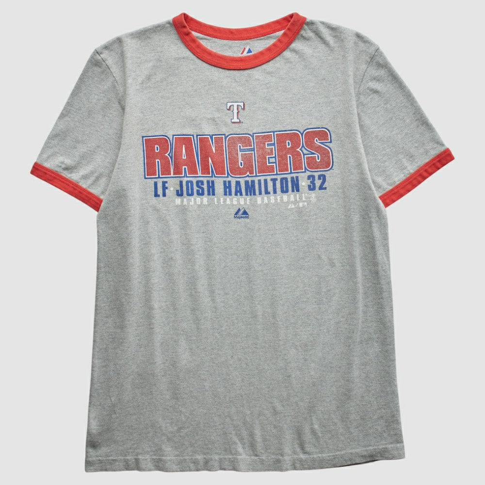 Texas Rangers Majestic 2010 T-Shirt Heather Gray Vintage
