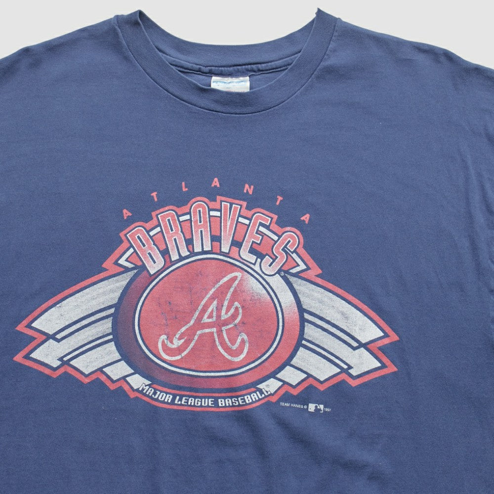 Atlanta Braves Hanes 1997 T-Shirt Navy Vintage