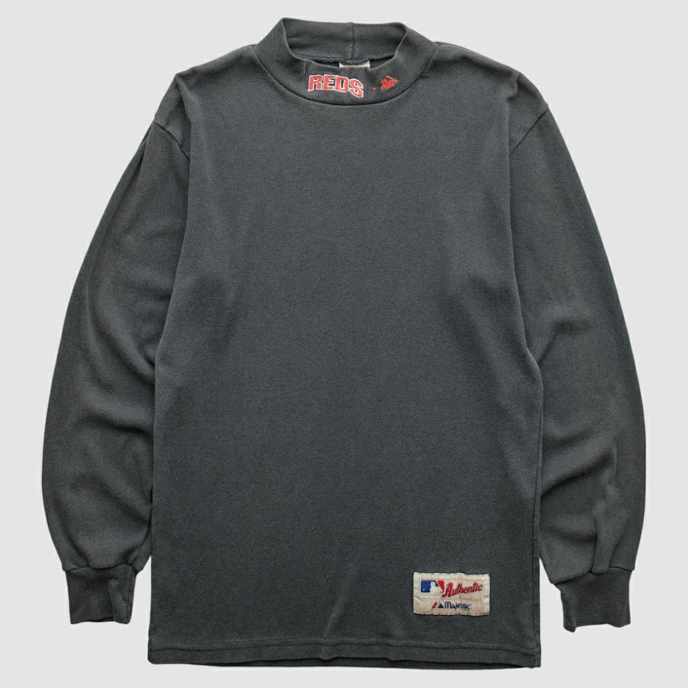 Cincinnati Reds Majestic 90s Pullover Sweatshirt Gray Vintage