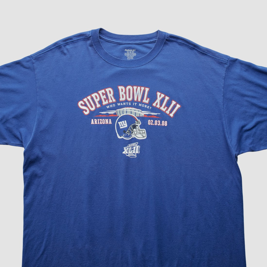 New York Giants Reebok 2008 T-Shirt - Blue Vintage on sale
