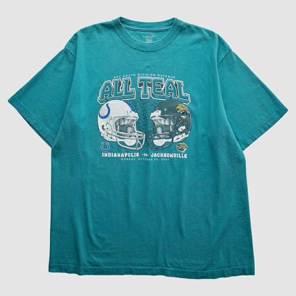 Indianapolis Colts vs. Jacksonville Jaguars Reebok 2007 T-Shirt - Teal Vintage for sale