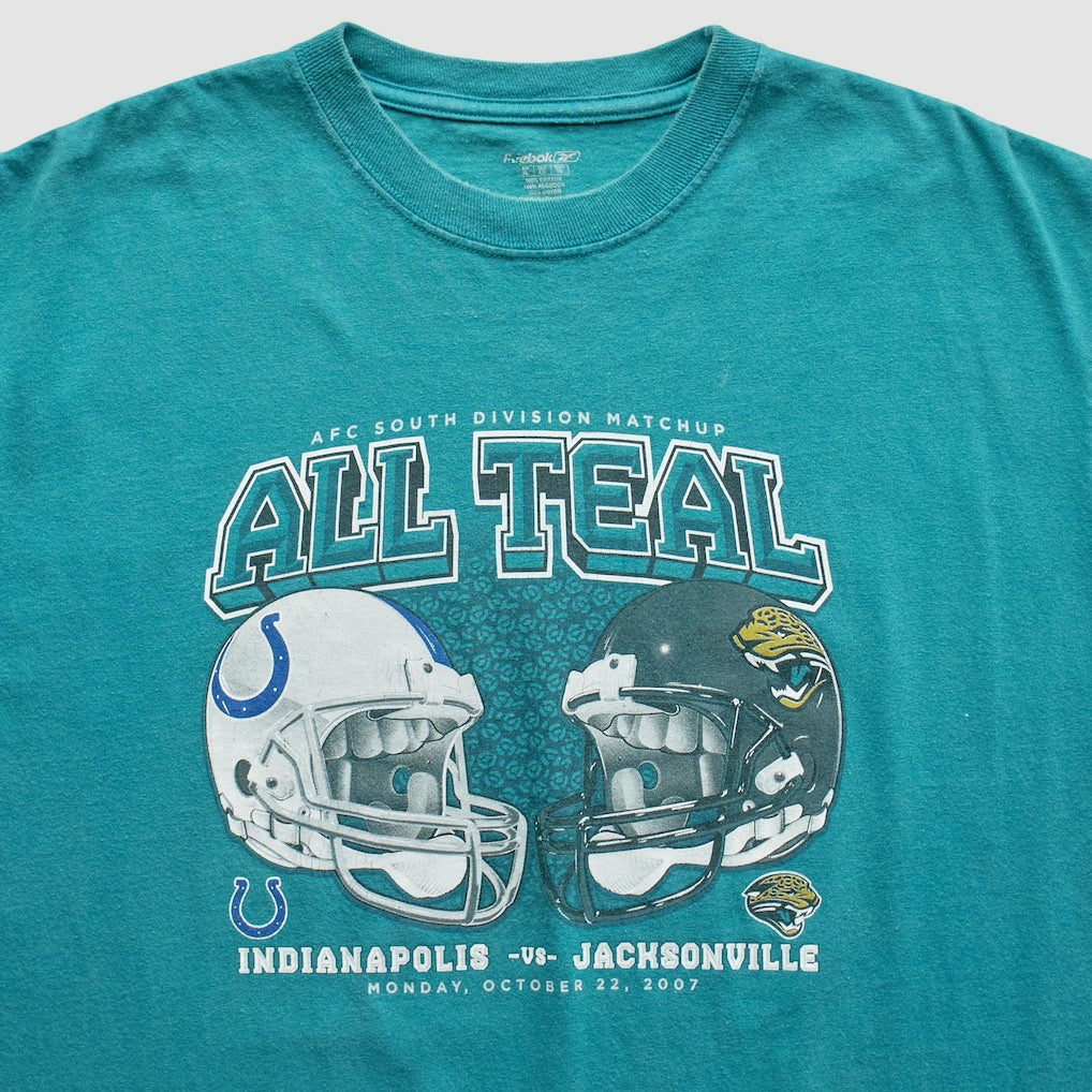 Indianapolis Colts vs. Jacksonville Jaguars Reebok 2007 T-Shirt - Teal Vintage for sale