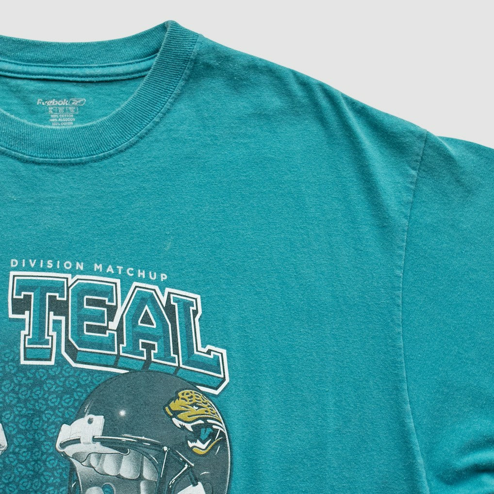 Indianapolis Colts vs. Jacksonville Jaguars Reebok 2007 T-Shirt - Teal Vintage for sale