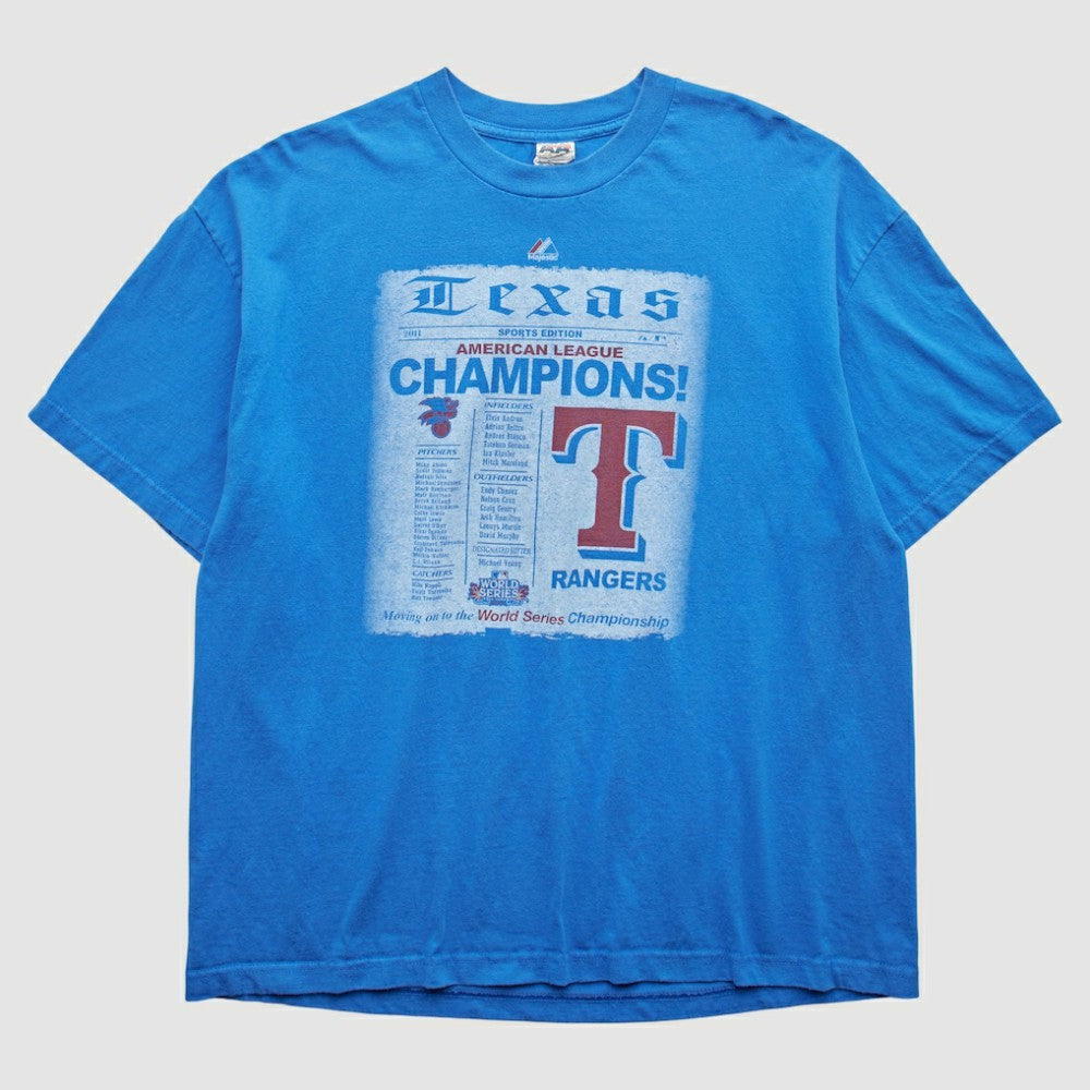 Texas Rangers Majestic 2011 T-Shirt Blue Vintage