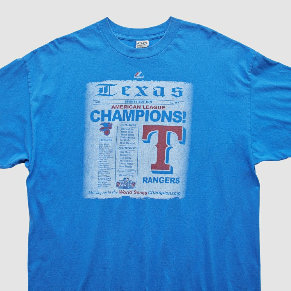 Texas Rangers Majestic 2011 T-Shirt Blue Vintage
