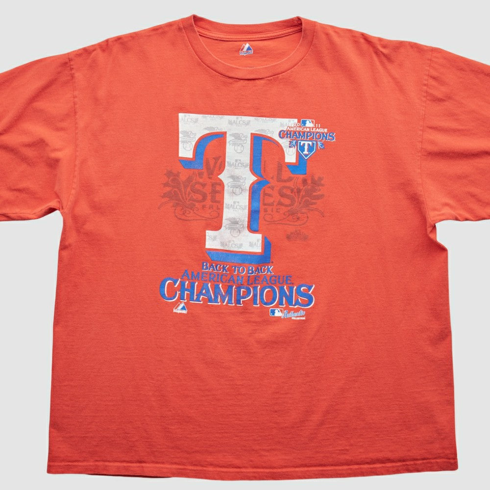 Texas Rangers Majestic 2011 T-Shirt Orange Vintage
