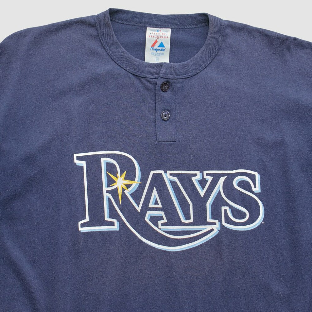 Tampa Bay Rays Majestic 2000s T-Shirt Navy Vintage