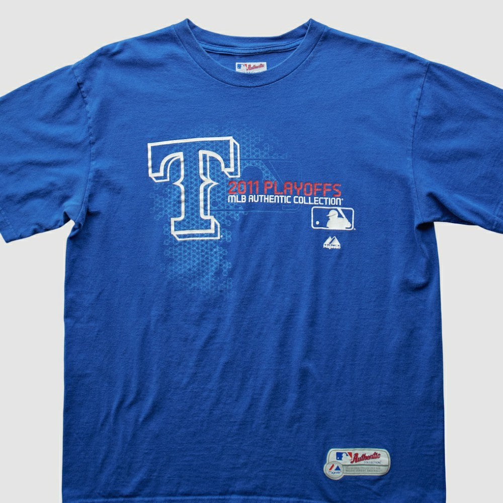 Texas Rangers Majestic 2011 T-Shirt Blue Vintage