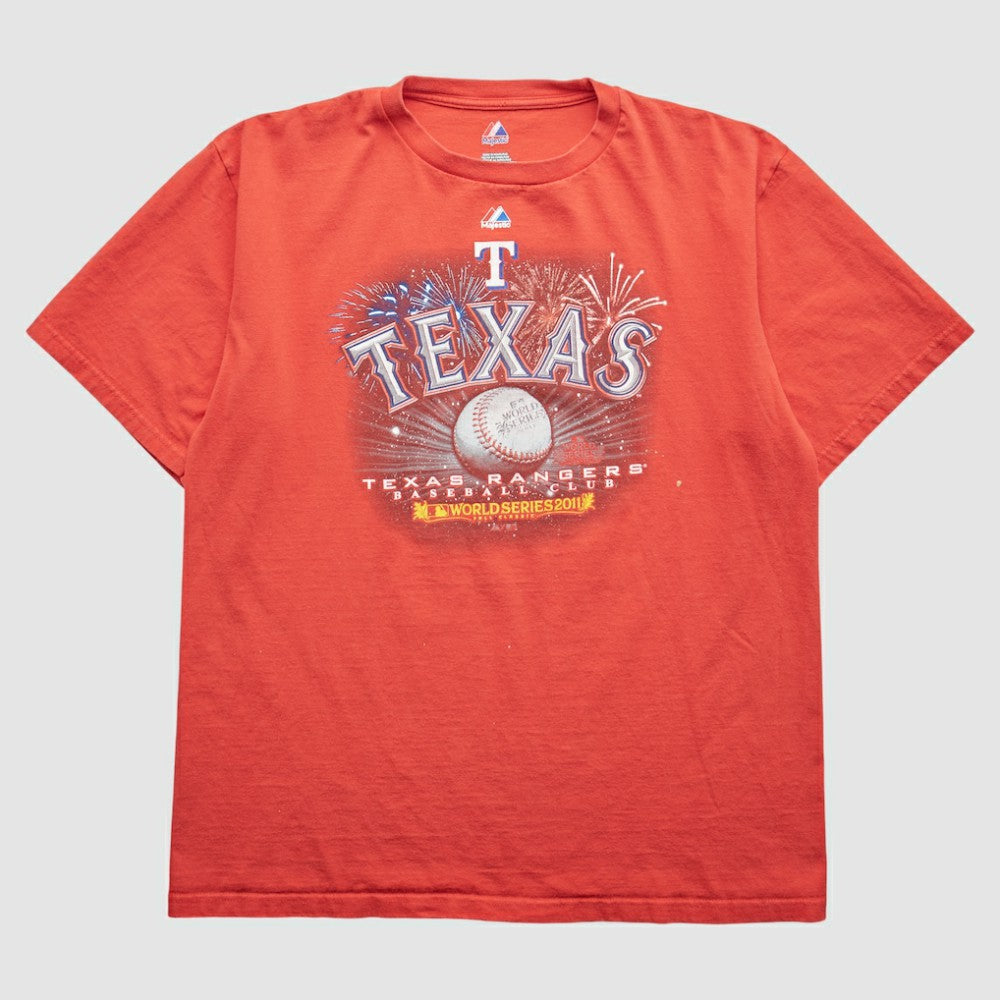 Texas Rangers Majestic 2011 T-Shirt Red Vintage
