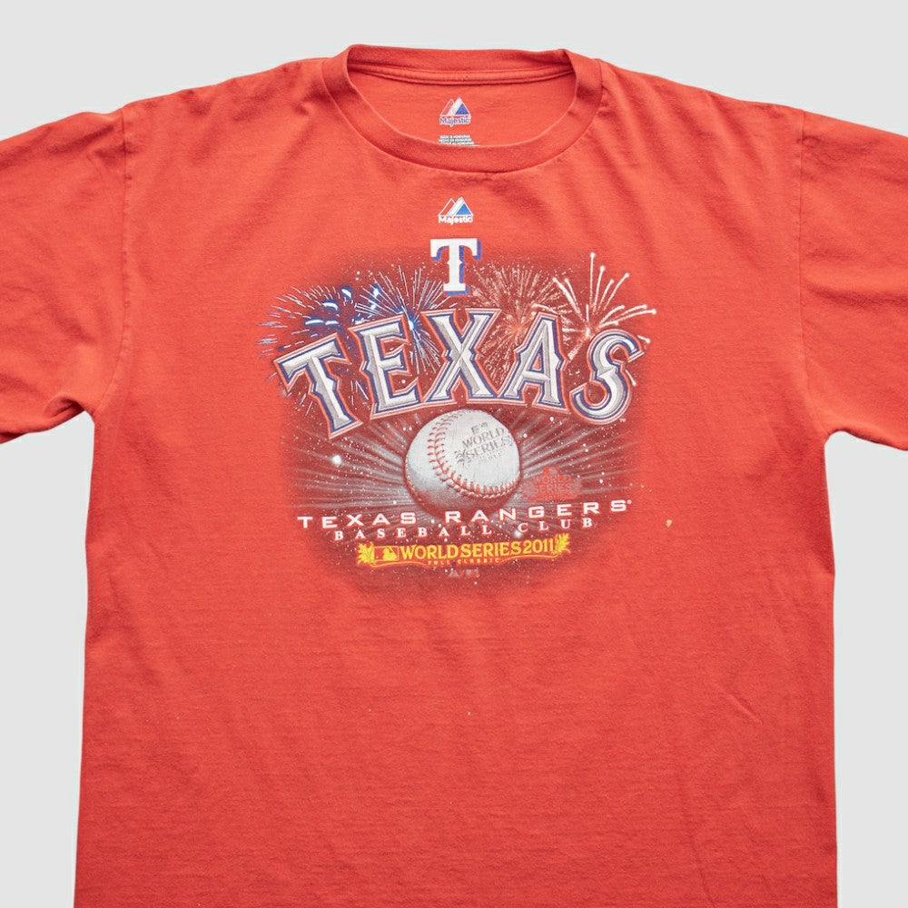 Texas Rangers Majestic 2011 T-Shirt Red Vintage