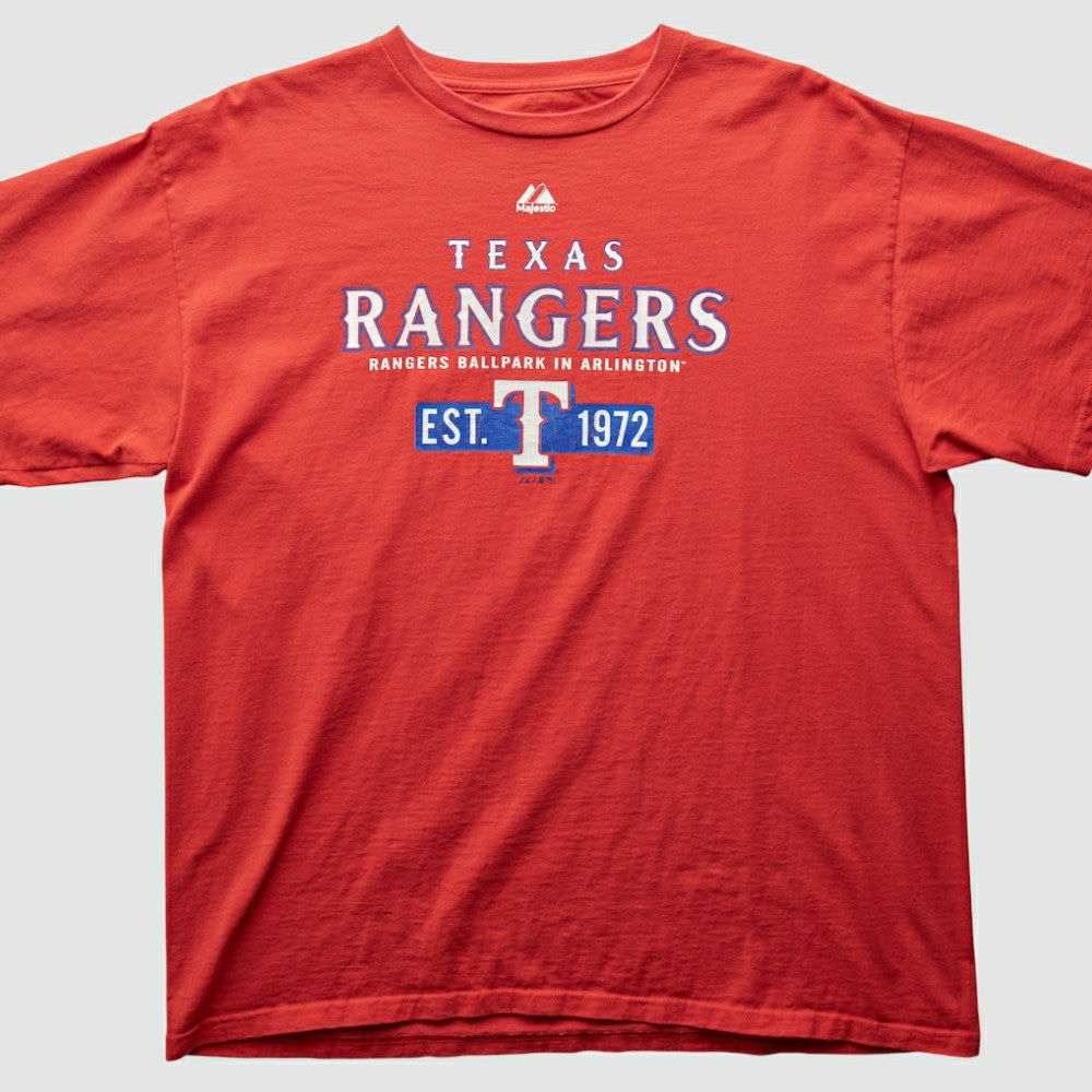Texas Rangers Majestic 2000s T-Shirt Red Vintage