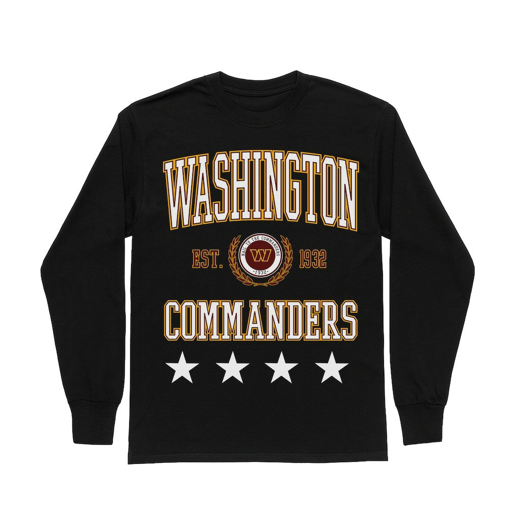 Washington Commanders Gameday Couture Women's Oversized Everyday Star Long Sleeve T-Shirt - Black on sale