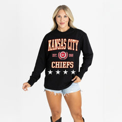 Kansas City Chiefs Gameday Couture Women's Oversized Everyday Star Long Sleeve T-Shirt - Black outlet