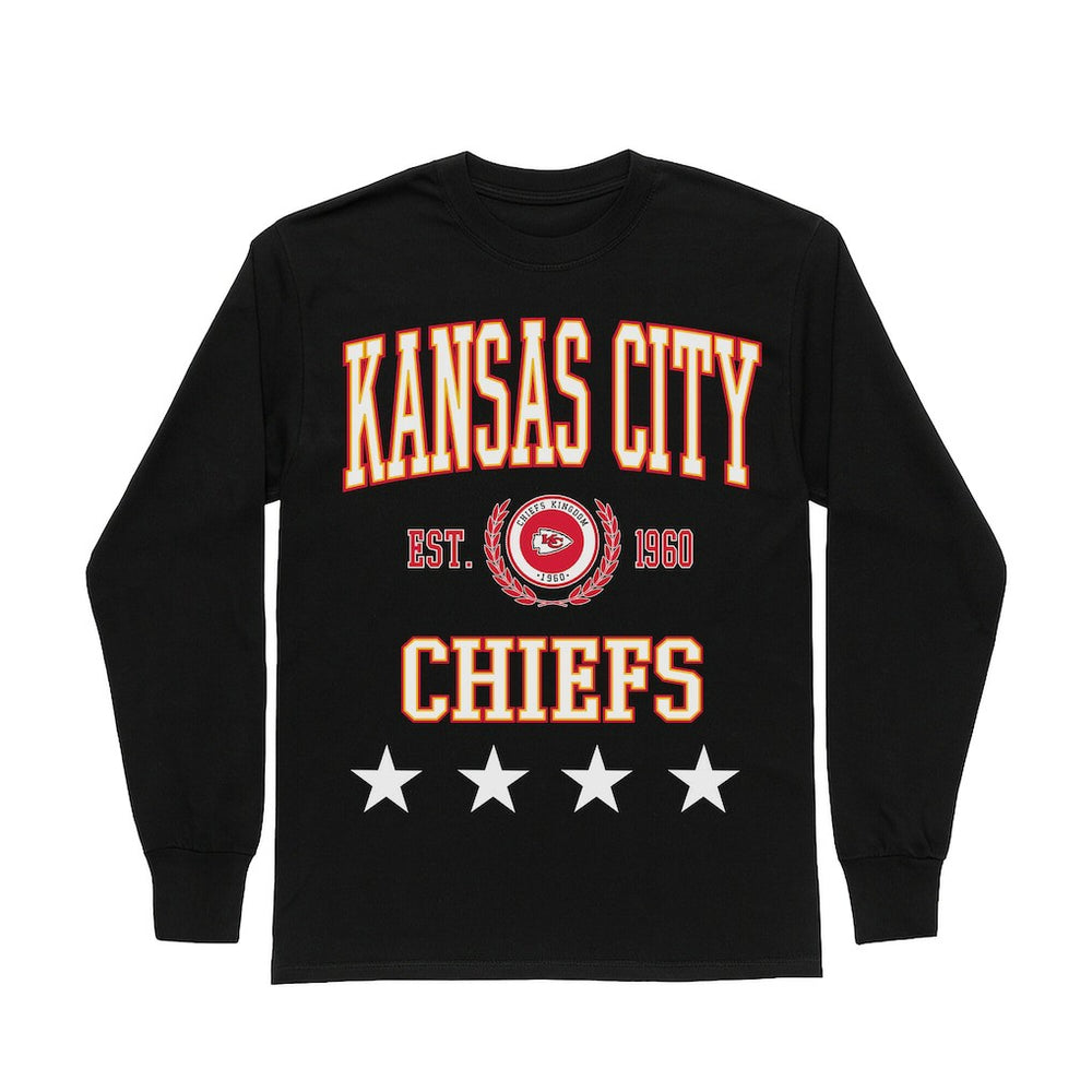 Kansas City Chiefs Gameday Couture Women's Oversized Everyday Star Long Sleeve T-Shirt - Black outlet