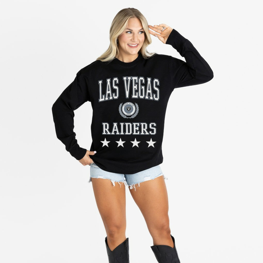 Las Vegas Raiders Gameday Couture Women's Oversized Everyday Star Long Sleeve T-Shirt - Black on sale