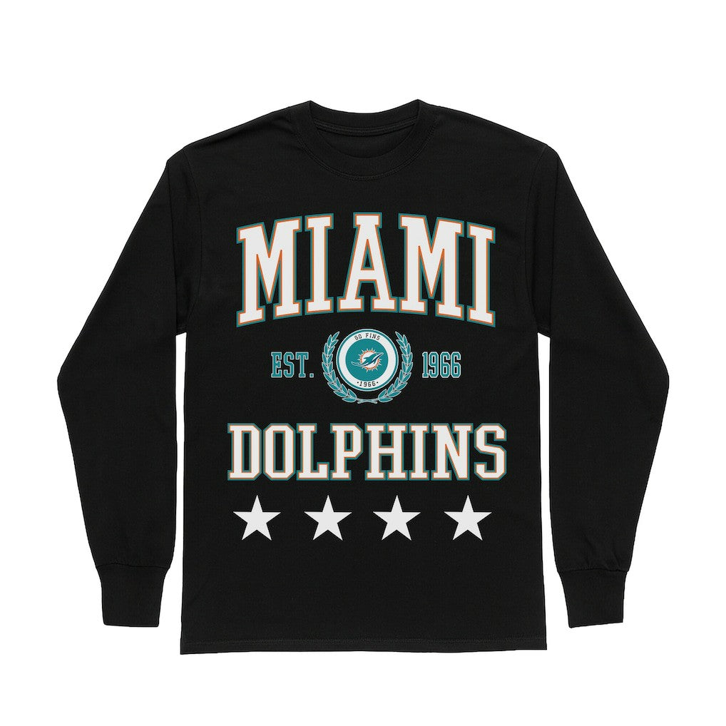 Miami Dolphins Gameday Couture Women's Oversized Everyday Star Long Sleeve T-Shirt - Black outlet