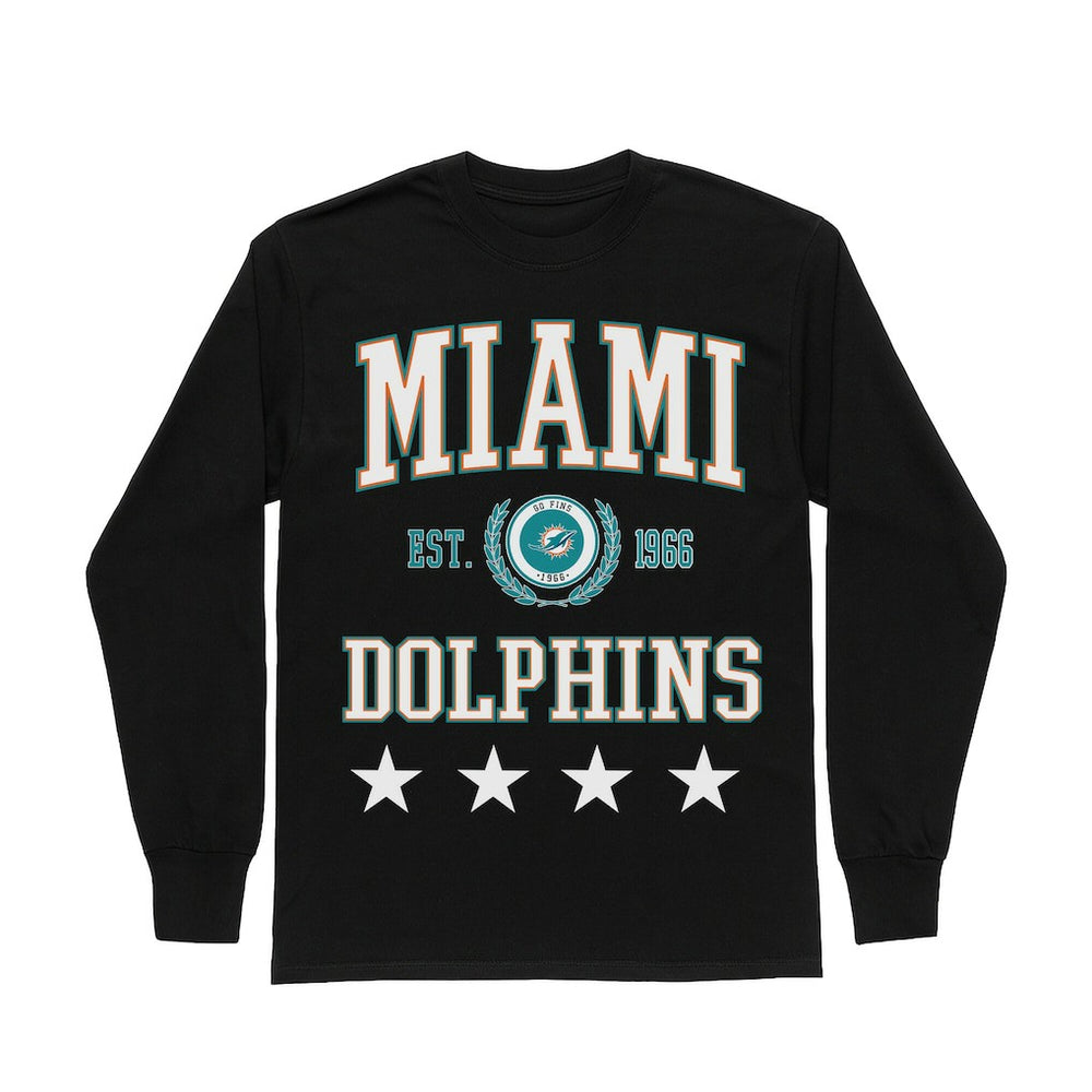 Miami Dolphins Gameday Couture Women's Oversized Everyday Star Long Sleeve T-Shirt - Black outlet