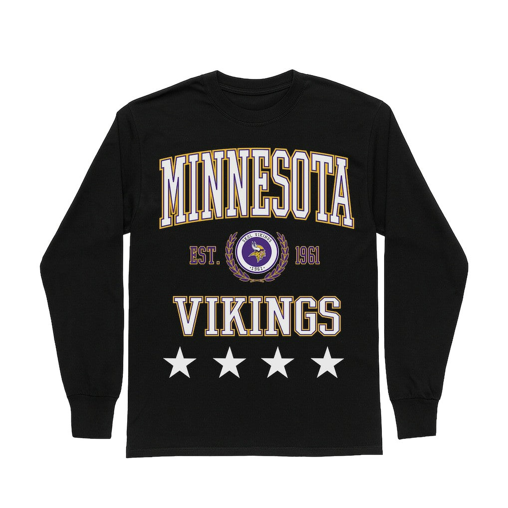 Minnesota Vikings Gameday Couture Women's Oversized Everyday Star Long Sleeve T-Shirt - Black discount