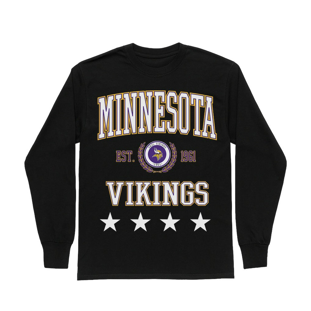 Minnesota Vikings Gameday Couture Women's Oversized Everyday Star Long Sleeve T-Shirt - Black discount