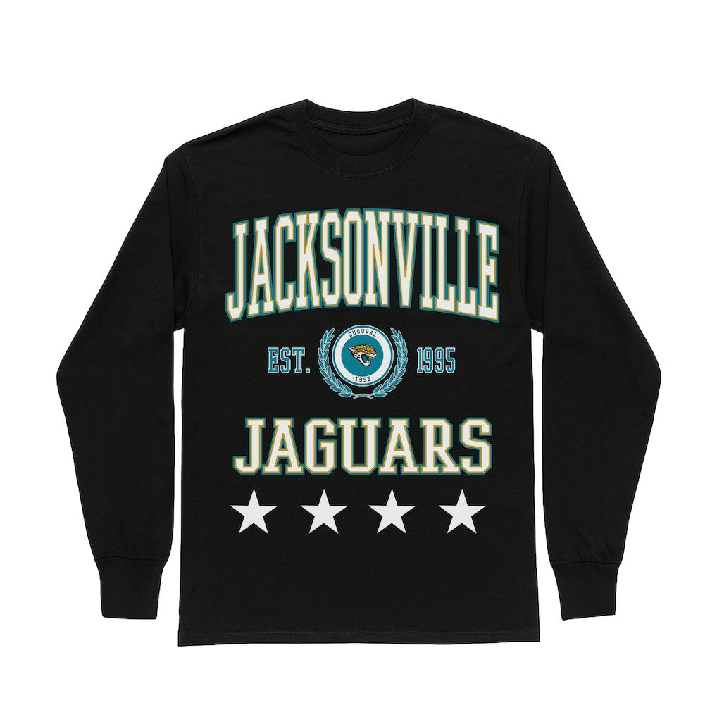 Jacksonville Jaguars Gameday Couture Women's Oversized Everyday Star Long Sleeve T-Shirt - Black discount