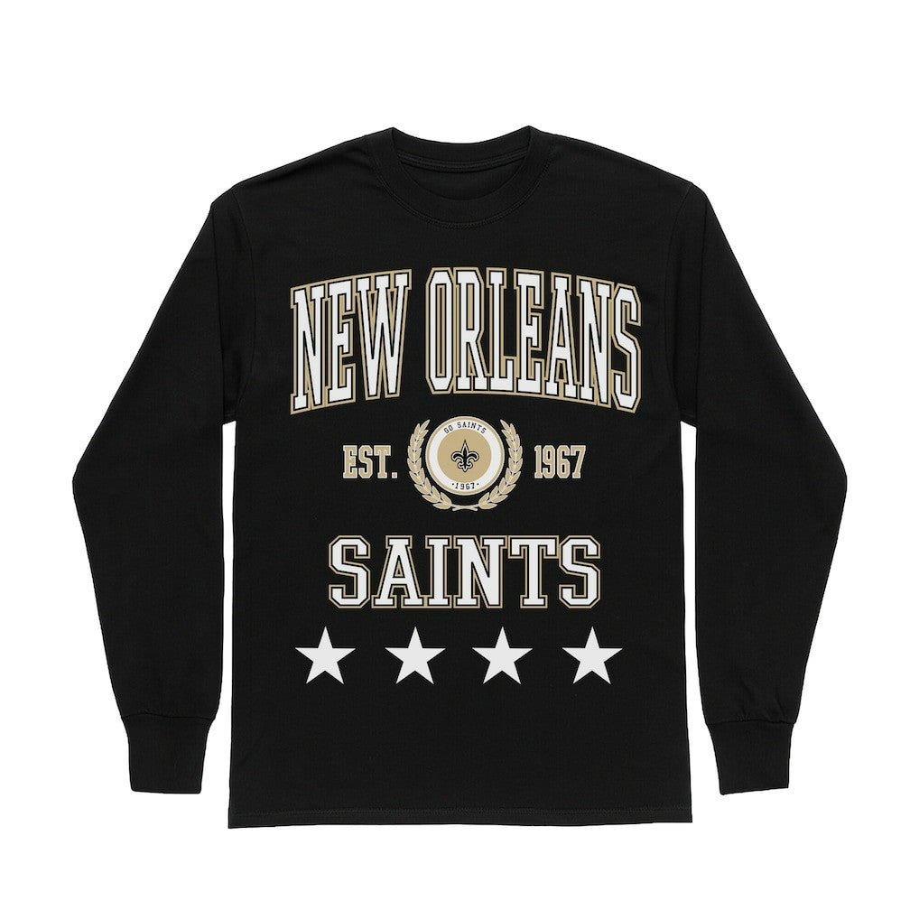 New Orleans Saints Gameday Couture Women's Oversized Everyday Star Long Sleeve T-Shirt - Black for sale