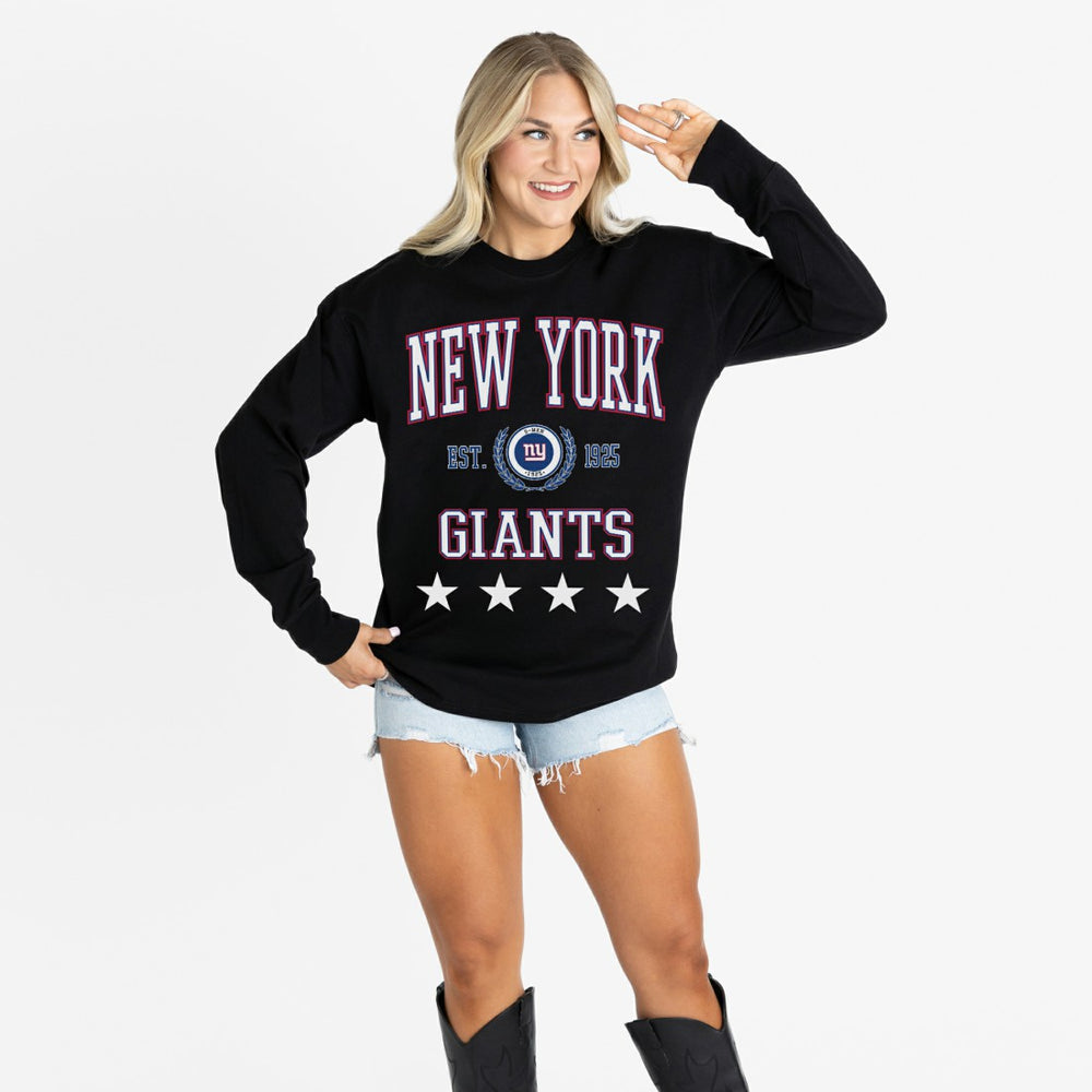 New York Giants Gameday Couture Women's Oversized Everyday Star Long Sleeve T-Shirt - Black online